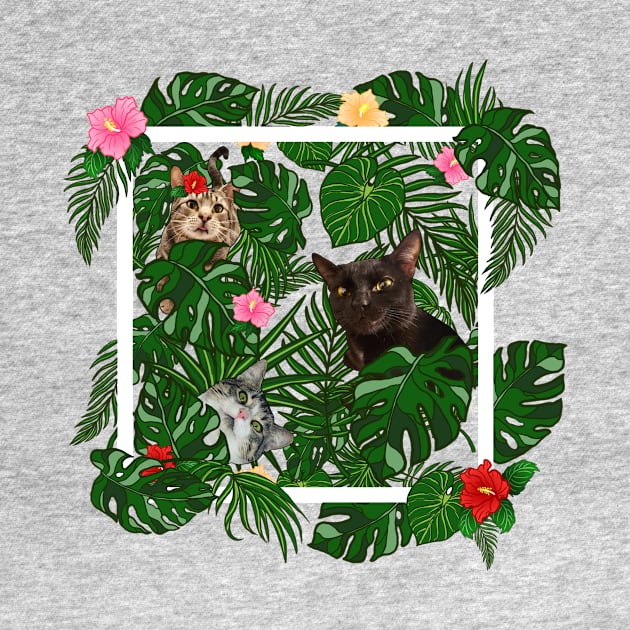 Tropical Jungle Cats and Kitties With Flowers by Daybreak Aesthetics